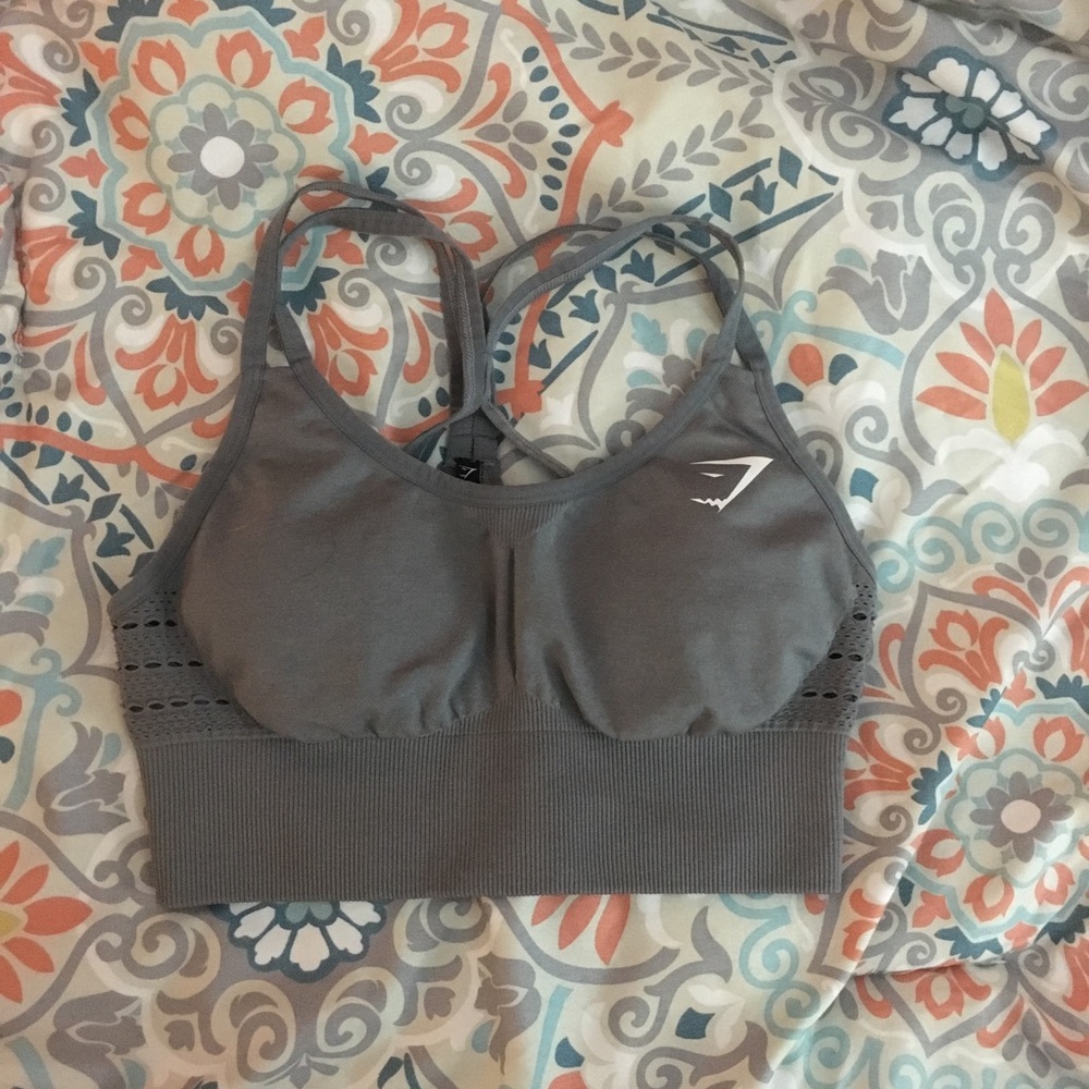 Gymshark Slate Grey Seamless Cross Back Sports Bra